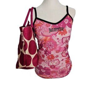 Jazzercise Vintage Y2K Floral Workout Cami Tank Top & Tote Bag COMBO